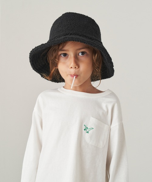 ＆yam（アンドヤム）の「ボアバケットハット【親子お揃い/リンクコーデ】（ハット・キッズ・ブラウン/グリーン/ベージュ/ブラック/グレー・FREE）」の6枚目の写真