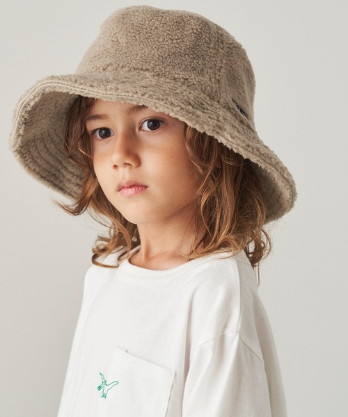 ＆yam（アンドヤム）の「ボアバケットハット【親子お揃い/リンクコーデ】（ハット・キッズ・ブラウン/グリーン/ベージュ/ブラック/グレー・FREE）」の15枚目の写真