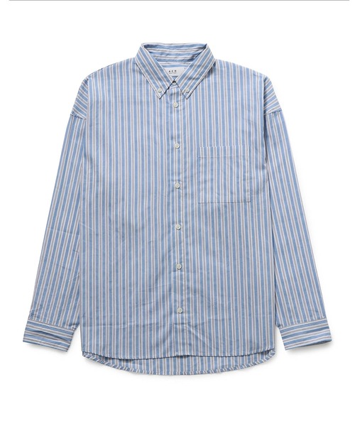 ADAM ET ROPE'（アダムエロペ）の「【アウトレット店舗・WEB限定】ストライプBDBIGシャツ（シャツ/ブラウス・メンズ・ベージュ系その他/ブルー系その他5・LL/L/M）」の2枚目の写真