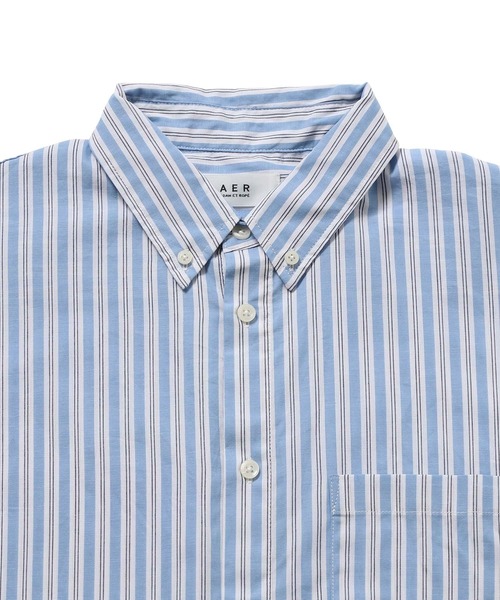 ADAM ET ROPE'（アダムエロペ）の「【アウトレット店舗・WEB限定】ストライプBDBIGシャツ（シャツ/ブラウス・メンズ・ベージュ系その他/ブルー系その他5・LL/L/M）」の4枚目の写真