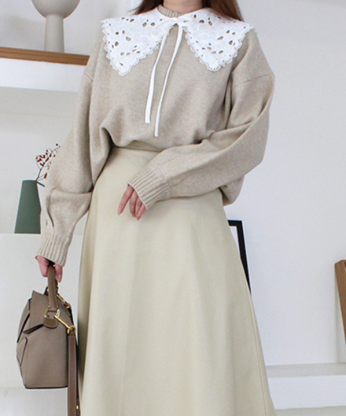 MODE ROBE（モードローブ）の「オーバーサイズニット（ニット/セーター・レディース・チャコールグレー/ベージュ/パープル/イエロー/アイボリー・FREE）」の3枚目の写真