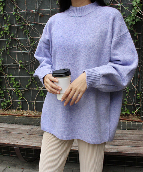 MODE ROBE（モードローブ）の「オーバーサイズニット（ニット/セーター・レディース・チャコールグレー/ベージュ/パープル/イエロー/アイボリー・FREE）」の4枚目の写真