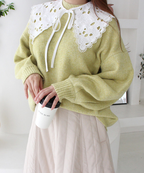 MODE ROBE（モードローブ）の「オーバーサイズニット（ニット/セーター・レディース・チャコールグレー/ベージュ/パープル/イエロー/アイボリー・FREE）」の5枚目の写真