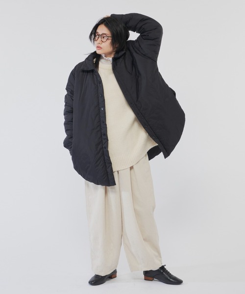 Libra Cue（リブラ キュー）の「中綿オーバールーズパフショートコート（ダウンジャケット/コート・レディース・ブラック/アイボリー/スモークピンク・FREE）」の16枚目の写真