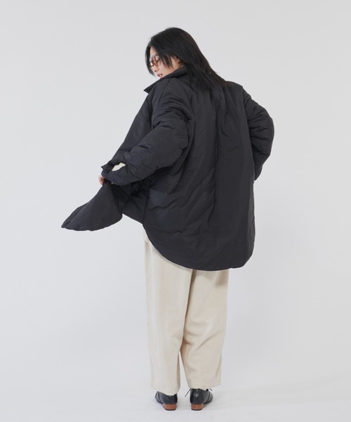 Libra Cue（リブラ キュー）の「中綿オーバールーズパフショートコート（ダウンジャケット/コート・レディース・ブラック/アイボリー/スモークピンク・FREE）」の17枚目の写真