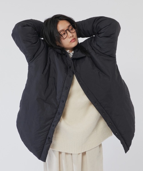 Libra Cue（リブラ キュー）の「中綿オーバールーズパフショートコート（ダウンジャケット/コート・レディース・ブラック/アイボリー/スモークピンク・FREE）」の22枚目の写真