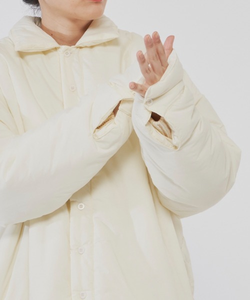 Libra Cue（リブラ キュー）の「中綿オーバールーズパフショートコート（ダウンジャケット/コート・レディース・ブラック/アイボリー/スモークピンク・FREE）」の15枚目の写真