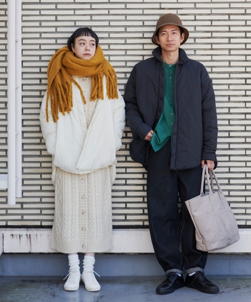 Libra Cue（リブラ キュー）の「中綿オーバールーズパフショートコート（ダウンジャケット/コート・レディース・ブラック/アイボリー/スモークピンク・FREE）」の9枚目の写真