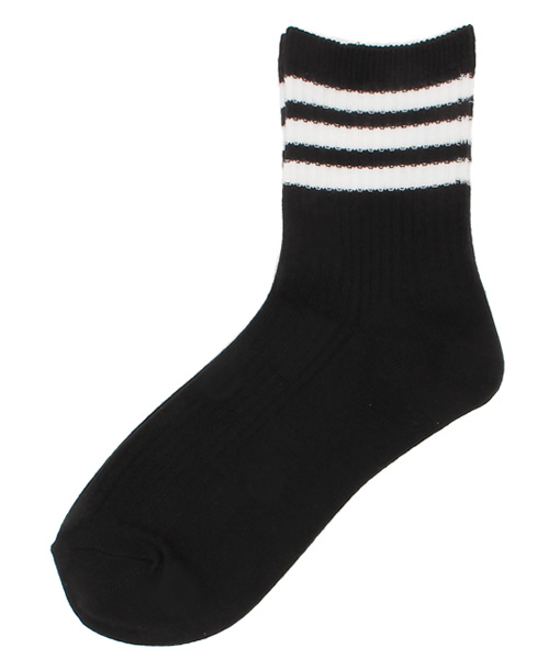 WEGO(ウィゴー)の「WEGO/3ラインソックス(ソックス/靴下・レディース・ホワイト/ブラック/グリーン/サックスブルー/イエロー/ピンク/ブルー/トリコロール・FREE)」の2枚目の写真