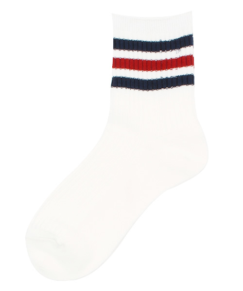 WEGO(ウィゴー)の「WEGO/3ラインソックス(ソックス/靴下・レディース・ホワイト/ブラック/グリーン/サックスブルー/イエロー/ピンク/ブルー/トリコロール・FREE)」の8枚目の写真