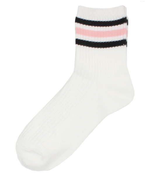 WEGO(ウィゴー)の「WEGO/3ラインソックス(ソックス/靴下・レディース・ホワイト/ブラック/グリーン/サックスブルー/イエロー/ピンク/ブルー/トリコロール・FREE)」の7枚目の写真