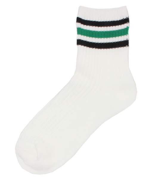 WEGO(ウィゴー)の「WEGO/3ラインソックス(ソックス/靴下・レディース・ホワイト/ブラック/グリーン/サックスブルー/イエロー/ピンク/ブルー/トリコロール・FREE)」の3枚目の写真