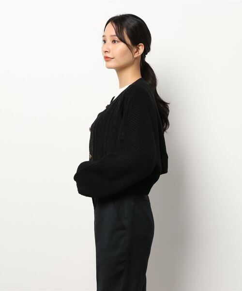 ehka sopo(エヘカソポ)の「ケーブルクロップドカーディガン(カーディガン/ボレロ・レディース・ブラウン/ブルー/キナリ/ブラック・フリ-)」の5枚目の写真