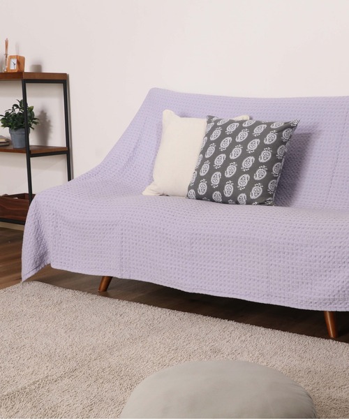 KATHARINE ROSS（キャサリンロス）の「【KATHARINE ROSS】CIRKEL ベッドカバーやソファーカバーにも使えるワッフルコットンスローケット140×200 WEB限定（ブランケット・レディース・チャコールグレー/アイボリー/ライトパープル/マスタード・MEDIUM）」の6枚目の写真