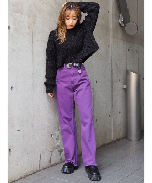 EVRIS（エヴリス）の「ショートラメケーブルニット（ニット/セーター・レディース・グリーン/ホワイト/ブラック・FREE）」の11枚目の写真