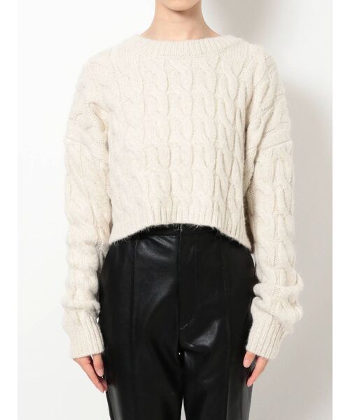 EVRIS（エヴリス）の「ショートラメケーブルニット（ニット/セーター・レディース・グリーン/ホワイト/ブラック・FREE）」の14枚目の写真