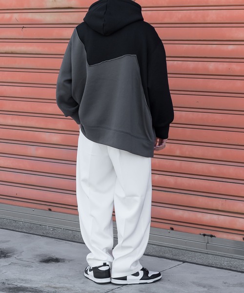 kutir(クティール)の「切り替え配色裏起毛ビッグシルエットパーカー(パーカー・メンズ・ブラック/グレー/カーキ・MEDIUM/LARGE)」の7枚目の写真