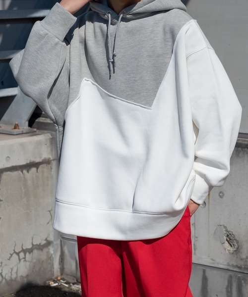 kutir(クティール)の「切り替え配色裏起毛ビッグシルエットパーカー(パーカー・メンズ・ブラック/グレー/カーキ・MEDIUM/LARGE)」の17枚目の写真