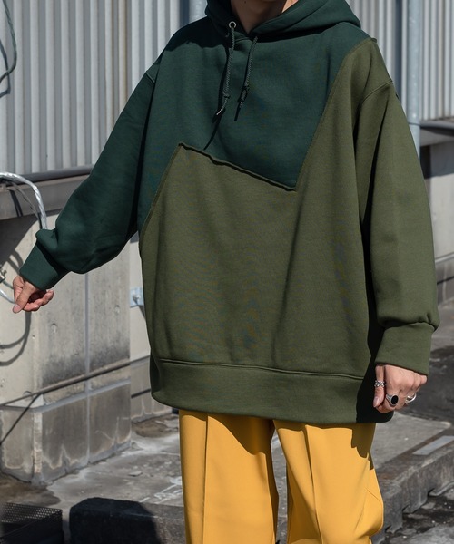 kutir(クティール)の「切り替え配色裏起毛ビッグシルエットパーカー(パーカー・メンズ・ブラック/グレー/カーキ・MEDIUM/LARGE)」の15枚目の写真