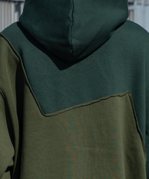 kutir(クティール)の「切り替え配色裏起毛ビッグシルエットパーカー(パーカー・メンズ・ブラック/グレー/カーキ・MEDIUM/LARGE)」の19枚目の写真