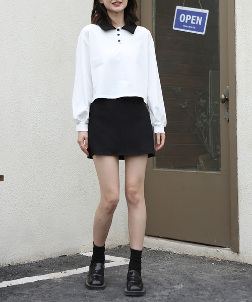 MAISON DE THERESE(メゾン ド テレーズ)の「長袖 無地ポロシャツ(ポロシャツ・レディース・ホワイト・X-LARGE/MEDIUM/SMALL/LARGE)」の5枚目の写真
