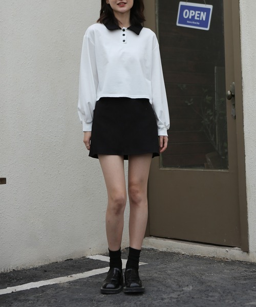 MAISON DE THERESE(メゾン ド テレーズ)の「長袖 無地ポロシャツ(ポロシャツ・レディース・ホワイト・X-LARGE/MEDIUM/SMALL/LARGE)」の6枚目の写真