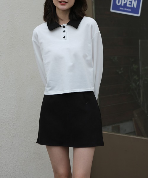 MAISON DE THERESE(メゾン ド テレーズ)の「長袖 無地ポロシャツ(ポロシャツ・レディース・ホワイト・X-LARGE/MEDIUM/SMALL/LARGE)」の7枚目の写真