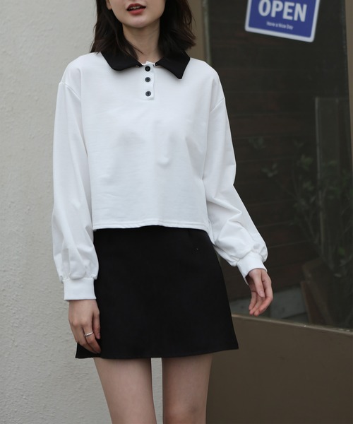 MAISON DE THERESE(メゾン ド テレーズ)の「長袖 無地ポロシャツ(ポロシャツ・レディース・ホワイト・X-LARGE/MEDIUM/SMALL/LARGE)」の8枚目の写真