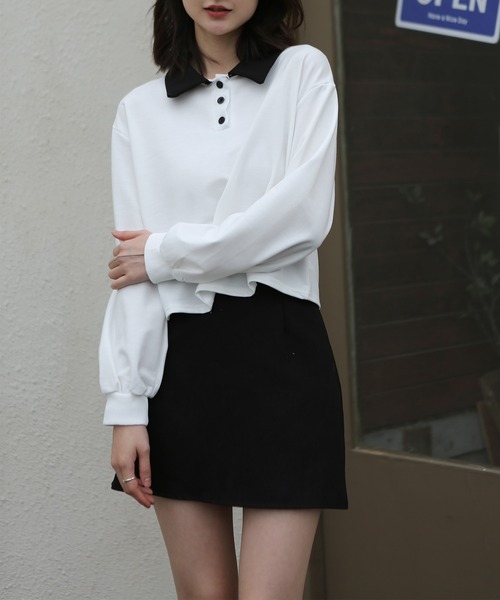 MAISON DE THERESE(メゾン ド テレーズ)の「長袖 無地ポロシャツ(ポロシャツ・レディース・ホワイト・X-LARGE/MEDIUM/SMALL/LARGE)」の9枚目の写真