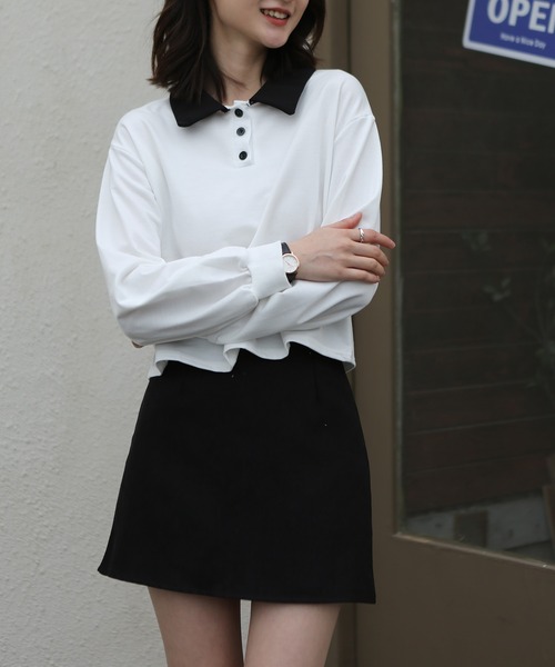 MAISON DE THERESE(メゾン ド テレーズ)の「長袖 無地ポロシャツ(ポロシャツ・レディース・ホワイト・X-LARGE/MEDIUM/SMALL/LARGE)」の10枚目の写真