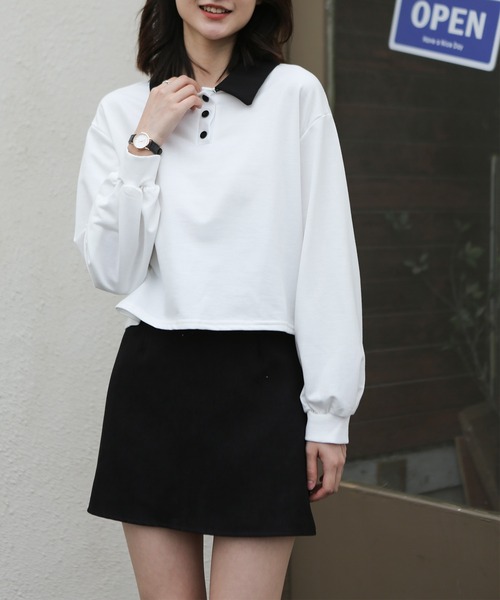 MAISON DE THERESE(メゾン ド テレーズ)の「長袖 無地ポロシャツ(ポロシャツ・レディース・ホワイト・X-LARGE/MEDIUM/SMALL/LARGE)」の11枚目の写真