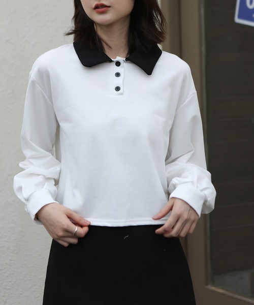 MAISON DE THERESE(メゾン ド テレーズ)の「長袖 無地ポロシャツ(ポロシャツ・レディース・ホワイト・X-LARGE/MEDIUM/SMALL/LARGE)」の17枚目の写真