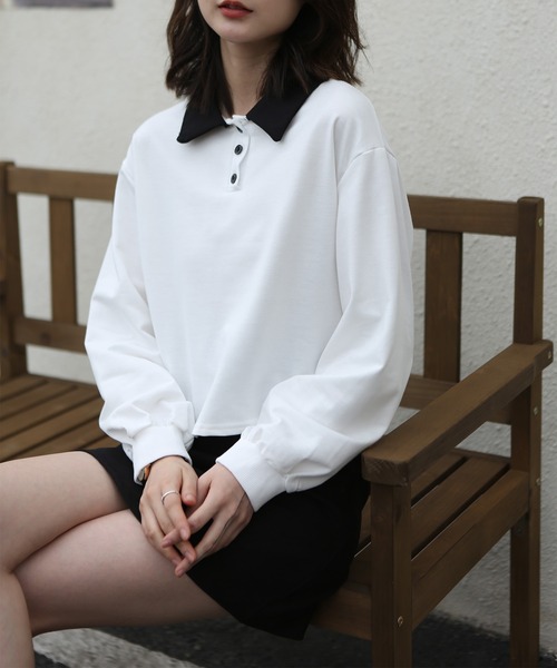 MAISON DE THERESE(メゾン ド テレーズ)の「長袖 無地ポロシャツ(ポロシャツ・レディース・ホワイト・X-LARGE/MEDIUM/SMALL/LARGE)」の20枚目の写真