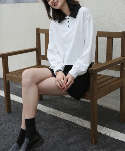 MAISON DE THERESE(メゾン ド テレーズ)の「長袖 無地ポロシャツ(ポロシャツ・レディース・ホワイト・X-LARGE/MEDIUM/SMALL/LARGE)」の21枚目の写真