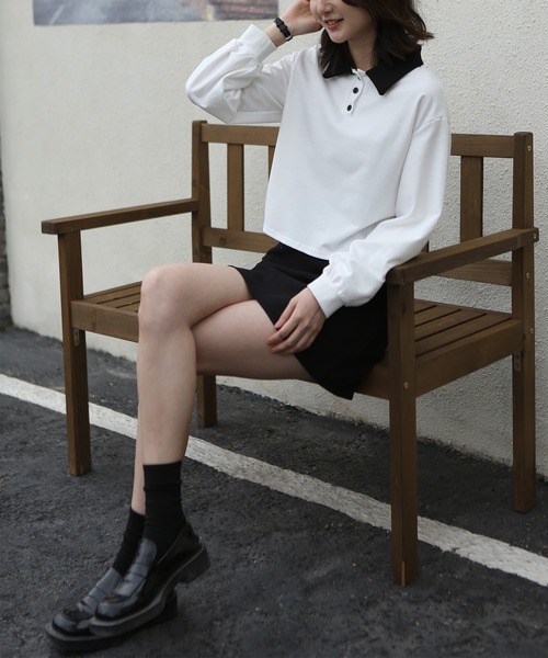 MAISON DE THERESE(メゾン ド テレーズ)の「長袖 無地ポロシャツ(ポロシャツ・レディース・ホワイト・X-LARGE/MEDIUM/SMALL/LARGE)」の22枚目の写真