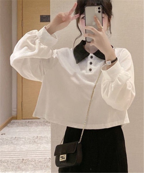 MAISON DE THERESE(メゾン ド テレーズ)の「長袖 無地ポロシャツ(ポロシャツ・レディース・ホワイト・X-LARGE/MEDIUM/SMALL/LARGE)」の4枚目の写真