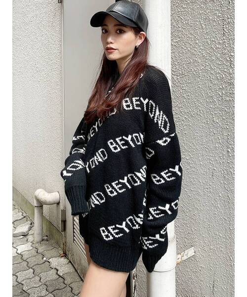 GYDA(ジェイダ)の「BEYOND PATTERNニットトップス(ニット/セーター・レディース・ピンク/ブラック/アイボリー/オフホワイト/イエロー・FREE)」の7枚目の写真