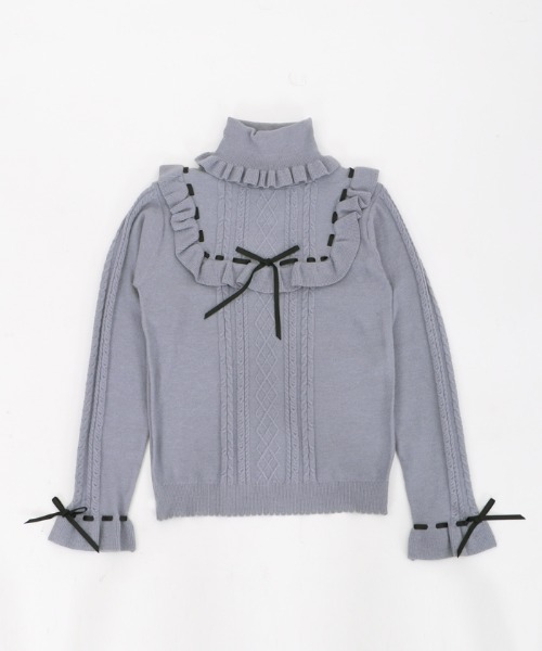 axes femme（アクシーズファム）の「ヨークリボンフリルニットＰＯ（ニット/セーター・キッズ・ブルーグレー/モカ・XXX-LARGE/XX-LARGE/X-LARGE）」の7枚目の写真