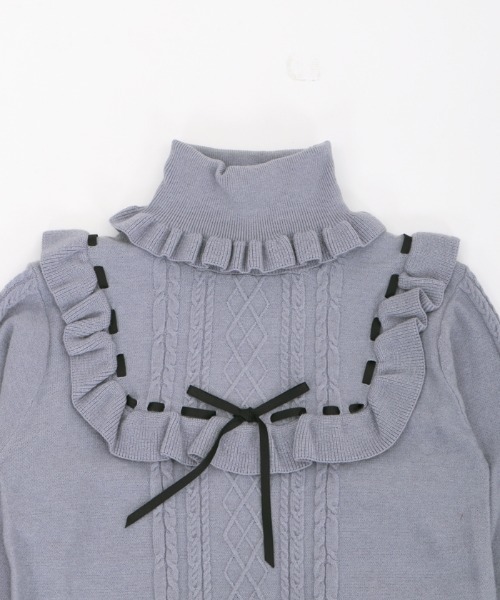 axes femme（アクシーズファム）の「ヨークリボンフリルニットＰＯ（ニット/セーター・キッズ・ブルーグレー/モカ・XXX-LARGE/XX-LARGE/X-LARGE）」の9枚目の写真