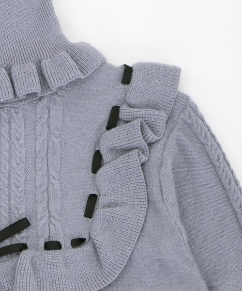 axes femme（アクシーズファム）の「ヨークリボンフリルニットＰＯ（ニット/セーター・キッズ・ブルーグレー/モカ・XXX-LARGE/XX-LARGE/X-LARGE）」の11枚目の写真
