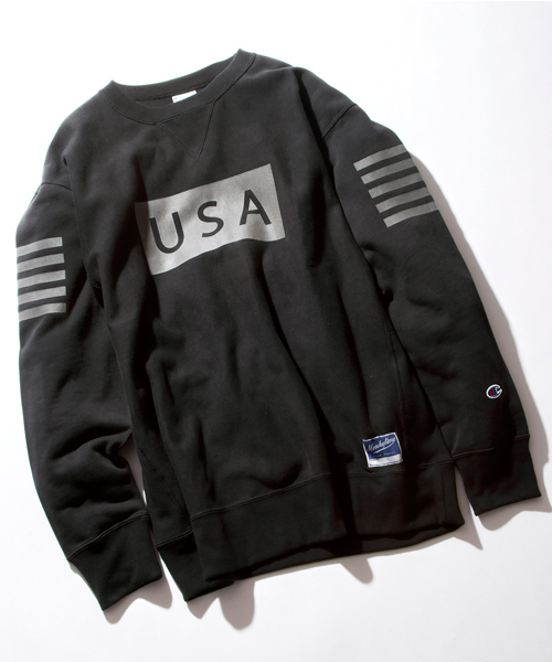 MONKEY TIME（モンキータイム）の「＜monkey time × Champion＞ ∴ RW/CREW ref/スウェット◆（スウェット・メンズ・ホワイト/ブラック・SMALL/LARGE/MEDIUM）」の2枚目の写真