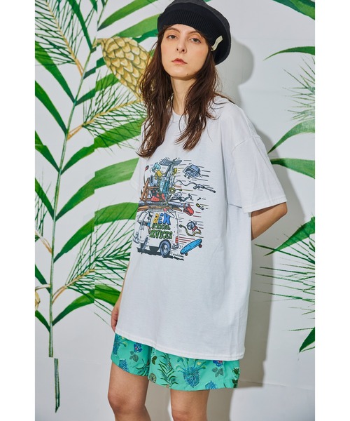 AlexanderLeeChang（アレキサンダーリーチャン）の「AlexanderLeeChang アレキサンダーリーチャン / ELECT T グラフィックプリントビッグシルエットTシャツ / AC012207（Tシャツ/カットソー・メンズ・ホワイト/ライム/チャコール・2/4/3）」の7枚目の写真