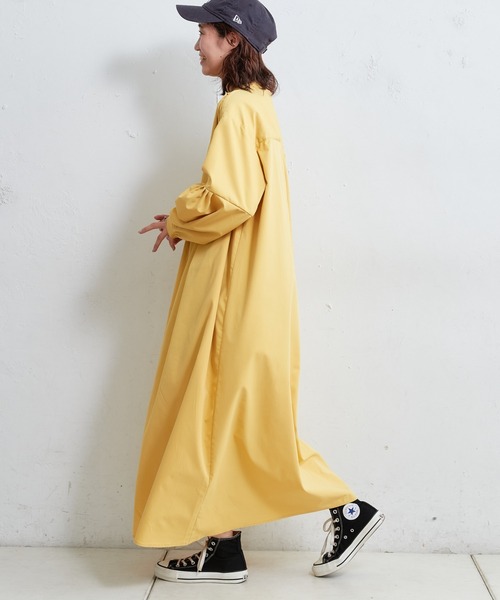 【ZOZOTOWN限定】バンドカラー高密度ブロードギャザーワンピース