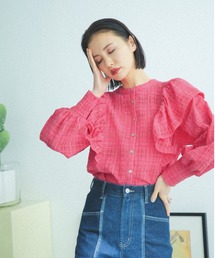 ROSE BUD | チェックフリルブラウス(シャツ/ブラウス)