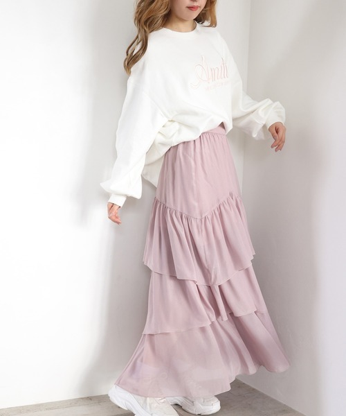 one after another NICE CLAUP（ワンアフターアナザーナイスクラップ）の「ビックシルエットロゴ刺繍スウェット（スウェット・レディース・ネイビー/オフホワイト/ブルー/オートミール・FREE）」の14枚目の写真