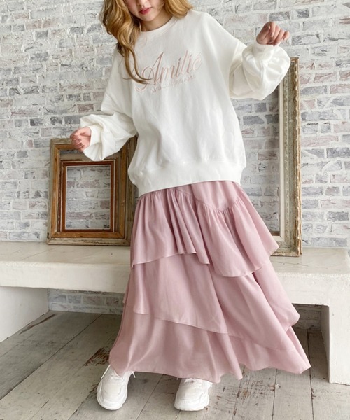 one after another NICE CLAUP（ワンアフターアナザーナイスクラップ）の「ビックシルエットロゴ刺繍スウェット（スウェット・レディース・ネイビー/オフホワイト/ブルー/オートミール・FREE）」の15枚目の写真