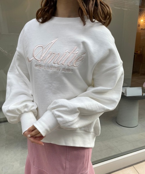 one after another NICE CLAUP（ワンアフターアナザーナイスクラップ）の「ビックシルエットロゴ刺繍スウェット（スウェット・レディース・ネイビー/オフホワイト/ブルー/オートミール・FREE）」の10枚目の写真