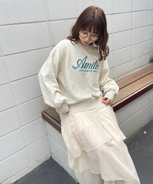 one after another NICE CLAUP（ワンアフターアナザーナイスクラップ）の「ビックシルエットロゴ刺繍スウェット（スウェット・レディース・ネイビー/オフホワイト/ブルー/オートミール・FREE）」の20枚目の写真