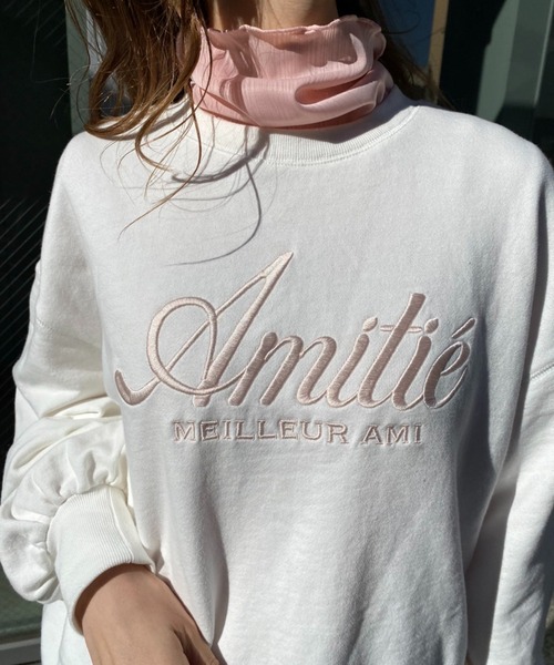 one after another NICE CLAUP（ワンアフターアナザーナイスクラップ）の「ビックシルエットロゴ刺繍スウェット（スウェット・レディース・ネイビー/オフホワイト/ブルー/オートミール・FREE）」の5枚目の写真