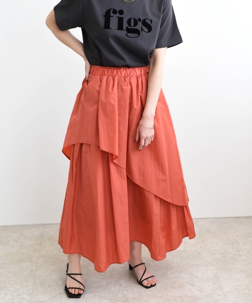 LHELBIE(レルビエ)の「SUSTAINABLE アシメティアードスカート(スカート・レディース・ライトブルー/ブラック/レッド・M)」の2枚目の写真